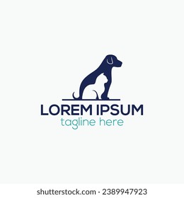 Dog and cat flat logo design isolated vector template
