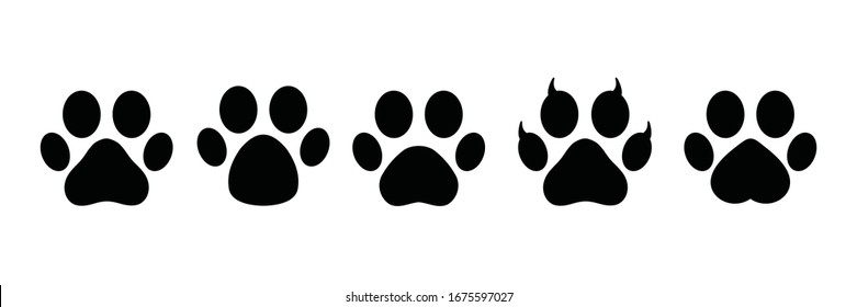 Dog or cat footprint vector icon illustration, animal paw print isolated on white background