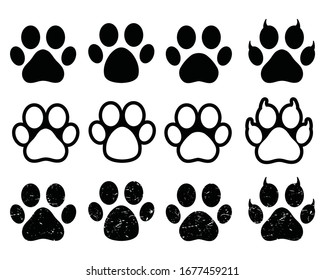 Dog or cat footprint vector icon illustration, animal paw print isolated on white background