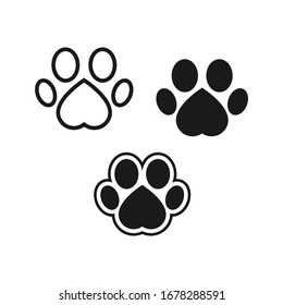 Dibujo vectorial de huellas de perros o gatos, impresión de pata de animales aislada en fondo blanco