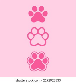 dog and cat footprints. right and left feet vector creative design element cute and unique pink illustration