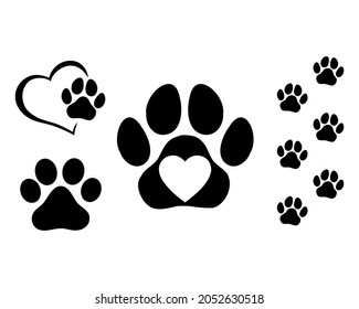 Dog or cat footprints. Vector isolated silhouette.