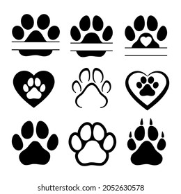 Dog or cat footprints. Vector isolated silhouette.