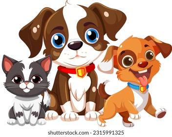 Dog and cat friend cartoon illustration