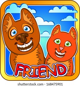 Dog and cat, Friend, Flat style, vector