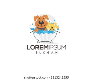 dog and cat, fur, happy, illustration, kitten, kitty, logo, love, paw, pet, puppy, shop, sitting, small, vector, veterinarian, veterinary, pet logo, pet care, pet love 
