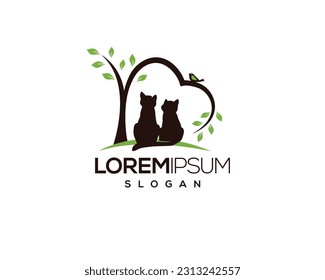 dog and cat, fur, happy, illustration, kitten, kitty, logo, love, paw, pet, puppy, shop, sitting, small, vector, veterinarian, veterinary, pet logo, pet care, pet love 

