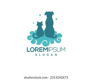 dog and cat, fur, happy, illustration, kitten, kitty, logo, love, paw, pet, puppy, shop, sitting, small, vector, veterinarian, veterinary, pet logo, pet care, pet love 
