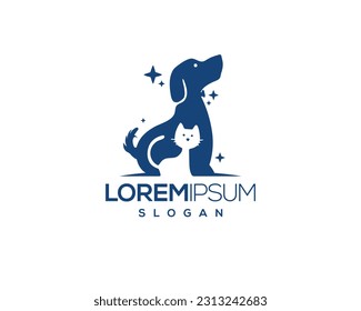 dog and cat, fur, happy, illustration, kitten, kitty, logo, love, paw, pet, puppy, shop, sitting, small, vector, veterinarian, veterinary, pet logo, pet care, pet love 
