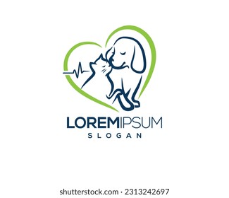 dog and cat, fur, happy, illustration, kitten, kitty, logo, love, paw, pet, puppy, shop, sitting, small, vector, veterinarian, veterinary, pet logo, pet care, pet love 
