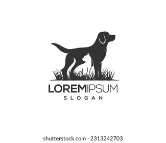 dog and cat, fur, happy, illustration, kitten, kitty, logo, love, paw, pet, puppy, shop, sitting, small, vector, veterinarian, veterinary, pet logo, pet care, pet love 
