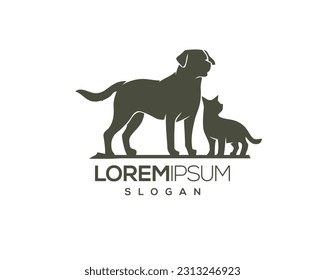 dog and cat, fur, happy, illustration, kitten, kitty, logo, love, paw, pet, puppy, shop, sitting, small, vector, veterinarian, veterinary, pet logo, pet care, pet love 
