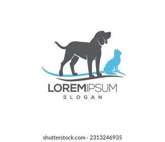 dog and cat, fur, happy, illustration, kitten, kitty, logo, love, paw, pet, puppy, shop, sitting, small, vector, veterinarian, veterinary, pet logo, pet care, pet love 
