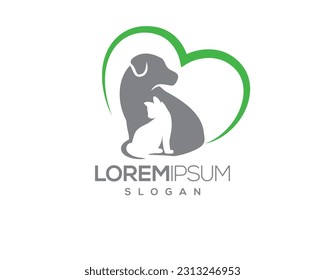 dog and cat, fur, happy, illustration, kitten, kitty, logo, love, paw, pet, puppy, shop, sitting, small, vector, veterinarian, veterinary, pet logo, pet care, pet love 
