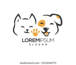 dog and cat, fur, happy, illustration, kitten, kitty, logo, love, paw, pet, puppy, shop, sitting, small, vector, veterinarian, veterinary, pet logo, pet care, pet love 
