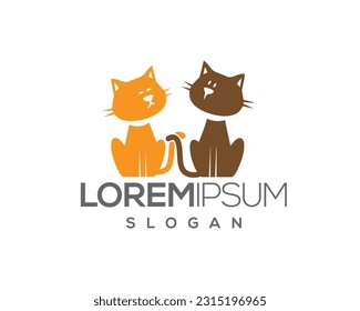 Hund und Katze, Fell, Helle, Illustration, Kätzchen, Kätzchen, Logo, Liebe, Pfoten, Haustier, Welpe, Shop, Sitzen, klein, Vektorgrafik, Tierarzt, Veterinär-, Haustier-, Haustier- und Haustier-Liebe 
