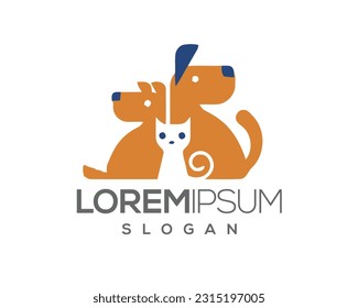 dog and cat, fur, happy, illustration, kitten, kitty, logo, love, paw, pet, puppy, shop, sitting, small, vector, veterinarian, veterinary, pet logo, pet care, pet love 
