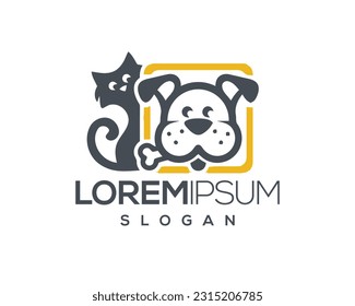 dog and cat, fur, happy, illustration, kitten, kitty, logo, love, paw, pet, puppy, shop, sitting, small, vector, veterinarian, veterinary, pet logo, pet care, pet love 