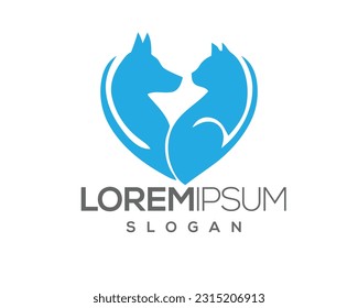 dog and cat, fur, happy, illustration, kitten, kitty, logo, love, paw, pet, puppy, shop, sitting, small, vector, veterinarian, veterinary, pet logo, pet care, pet love 