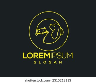 dog and cat, fur, happy, illustration, kitten, kitty, logo, love, paw, pet, puppy, shop, sitting, small, vector, veterinarian, veterinary, pet logo, pet care, pet love 