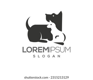 dog and cat, fur, happy, illustration, kitten, kitty, logo, love, paw, pet, puppy, shop, sitting, small, vector, veterinarian, veterinary, pet logo, pet care, pet love 