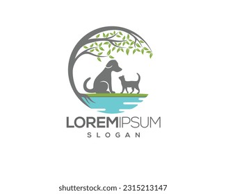 dog and cat, fur, happy, illustration, kitten, kitty, logo, love, paw, pet, puppy, shop, sitting, small, vector, veterinarian, veterinary, pet logo, pet care, pet love 
