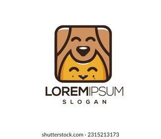 dog and cat, fur, happy, illustration, kitten, kitty, logo, love, paw, pet, puppy, shop, sitting, small, vector, veterinarian, veterinary, pet logo, pet care, pet love 