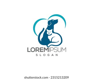 dog and cat, fur, happy, illustration, kitten, kitty, logo, love, paw, pet, puppy, shop, sitting, small, vector, veterinarian, veterinary, pet logo, pet care, pet love 