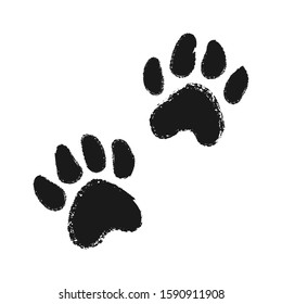 Dog or cat hand drawn paw print.