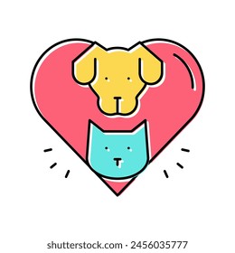 dog and cat heart color icon vector. dog and cat heart sign. isolated symbol illustration