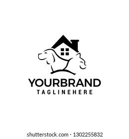 dog cat house logo Template vector icon design