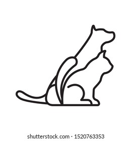 Dog and Cat Icon. Concept for Healthcare Medicine and Pet Care. Outline and Black Domestic Animal. Pets Symbol, Icon and Badge. Simple Vector illustration.