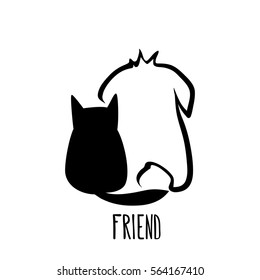 Dog and cat - icon / Easy abstract vector  illustration with pets