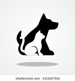 Dog and Cat Icon with Gray Shadow