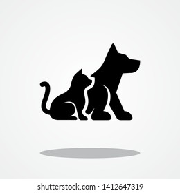 Dog and Cat Icon with Gray Shadow