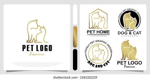 Dog and cat icon set logo design vector.