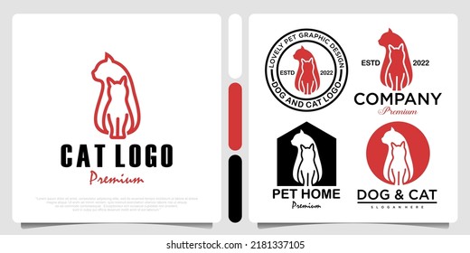 Dog and cat icon set logo design vector.