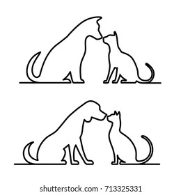 Dog and cat icon silhouette.