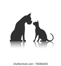 Dog and cat icon silhouette.