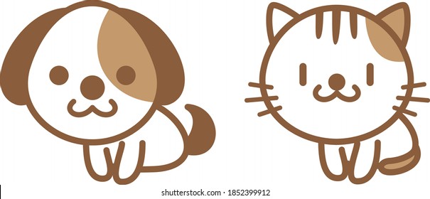 Dog and cat illustration icon set