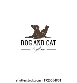 dog and cat illustration logo that looks friendly and cute