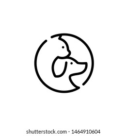 Dog Cat Line Art Logo Symbol Stock Vector (Royalty Free) 1464910604 ...