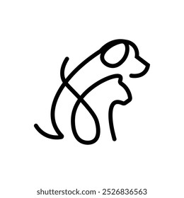 Dog and cat line art logo