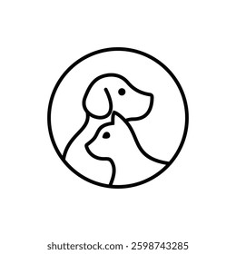 Dog and cat line art monogram designs 