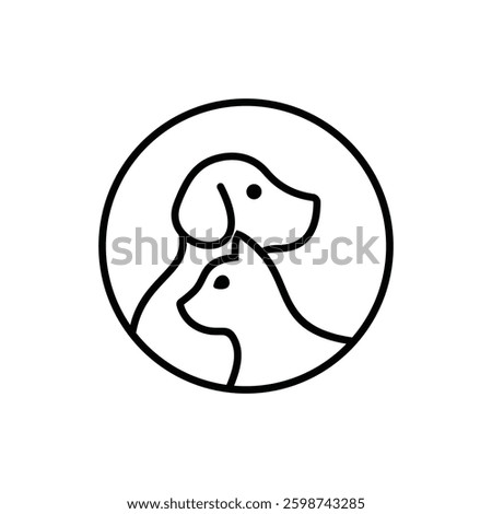 Dog and cat line art monogram designs 