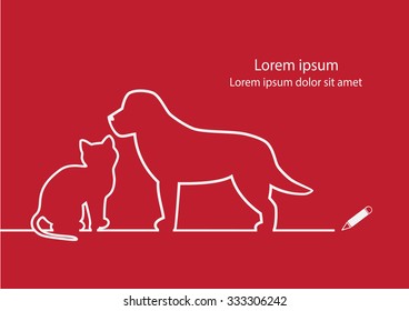 Dog And Cat Line Design Vector. 