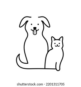 Logo-Design-Symbol für Hunde und Katze-Linie, Vektorsymbol. Veterinär- oder Veterinär-Klinik-Logo oder Haustiershop süßes Logo-Design. Veterinary Icon Logo Design Illustration.