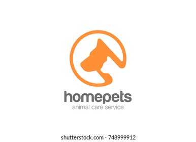 Dog and Cat Logo abstract silhouette design vector template.
Home pets veterinary clinic store Logotype concept icon circle shape.