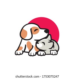 Dog and Cat Logo Cartoon Character. Logo template made on Animals or 
pets theme with simple contents. Unique cartoon design for blog, 
hotel, pet shop, veterinary clinic, etc