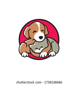 Dog and Cat logo cartoon character,
Pet Shop Vector Logo Template. Unique cartoon design for blog, 
hotel, pet shop, veterinary clinic, etc